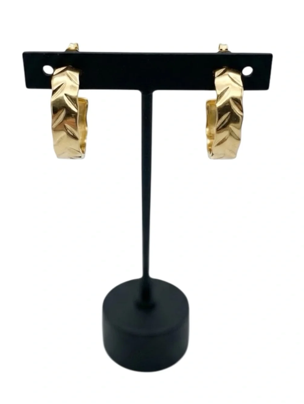Gold Tone Textured Stud Hoop Earrings (NWT)